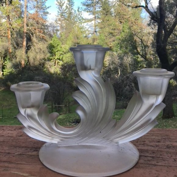 Glass Three-Light Art Deco Candelabra 1930'S